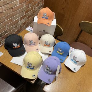 2022春夏新款猫和老鼠儿童棒球帽男女童刺绣款防晒遮阳鸭舌帽子潮
