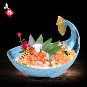 树脂海豚刺身盘拼盘海鲜冰盘日料餐具鱼生水果盘三文鱼盘子日式