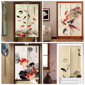 门帘布艺荷花鱼