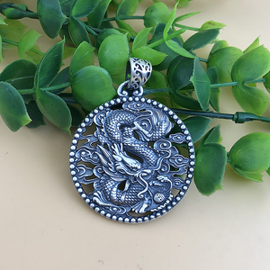 999纯银龙牌吊坠男士霸气龙腾天下潮人银牌挂件挂坠龙头飞龙在天