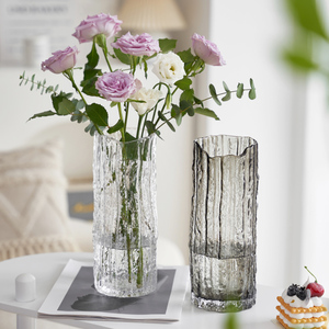 北欧简约创意轻奢透明花瓶水养富贵竹百合玻璃插花器客厅餐桌摆件