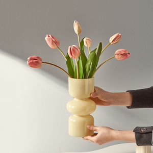 奶油葫芦异形玻璃花瓶高级感创意摆件简约现代轻奢水养鲜花插花器