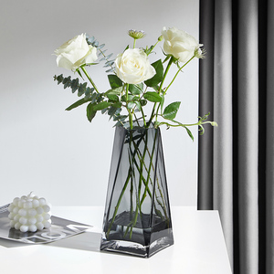 轻奢钻石菱形玻璃花瓶水培简约创意客厅花器摆件家居装饰插花干花