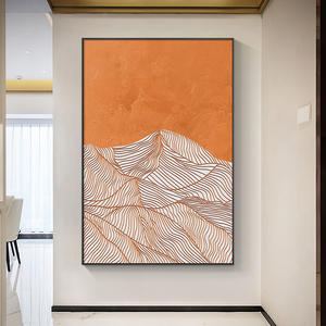 现代轻奢玄关装饰画竖版抽象走廊过道壁画背有靠山客厅巨幅落地画