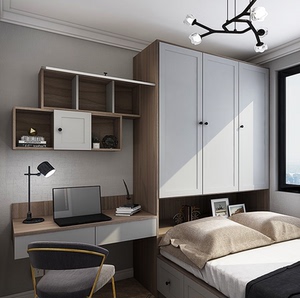 现代简约全屋定制卧室小户型榻榻米衣柜一体床书柜整体榻榻米定做