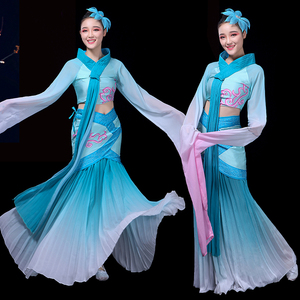 古典舞演出服女飘逸中国风仙气古装汉唐汉服水袖采薇舞蹈服装套装