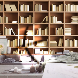 书房书架民宿壁纸3d主题酒店壁画卧室全屋定制墙纸直播背景墙墙布