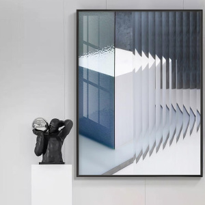 蓝绿色创意方块抽象装饰画样板间别墅个性展厅挂画后现代玄关壁画