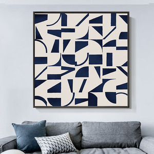 艺术感/工业风样板房超大幅装饰画现代极简客厅抽象黑白色块壁画