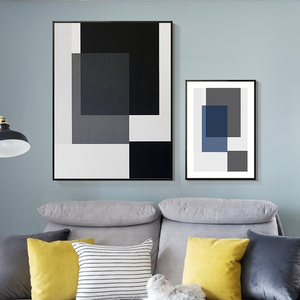 工业loft风 抽象色块黑白灰挂画 工作室双联挂画 极简现代简约