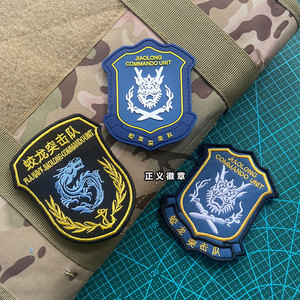 蛟龙突击队臂章 刺绣海上蛟龙魔术贴章 定制战术对标