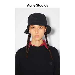 acne studios 表情系列face黑色刺绣笑脸休闲渔夫帽 c40202-900