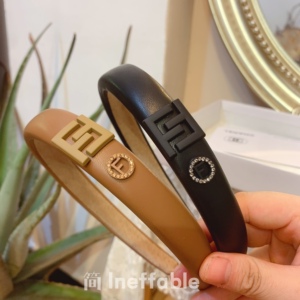 芬迪奥f家新款东大门网红小羊皮字母合金烤漆头箍小香风水钻发箍