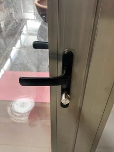 .断桥新款金色铝合金门锁面板立兴塑钢门窗执手锁通用型85系列和9