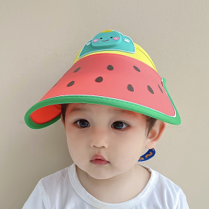 宝宝帽子夏季遮阳防紫外线男女童透气大檐防晒太阳婴儿西瓜空顶帽