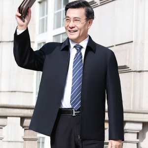 中老年爸爸商政外套领导干部休闲50岁宽松夹克中年爸爸薄款夹克衫