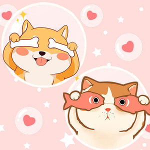 犹乐x柴犬橘猫ip联名不听不看不说设计感短袖t恤男潮牌ins印花潮