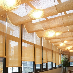 芦苇帘草帘遮阳遮光竹帘卷帘竹窗帘门帘隔断草席吊顶墙面装饰帘子