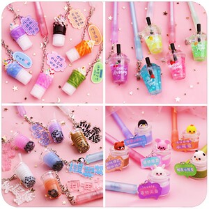 珍珠奶茶吊坠笔韩式少女心日韩闺蜜挂件可爱中性笔小学生饮料杯