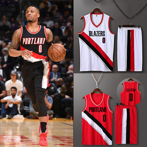 开拓者队利拉德0号cj麦科勒姆3号球衣男女儿童篮球服套装训练队服