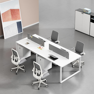 职员办公桌椅组合简约现代白色2/4/6人位员工电脑屏风工位财务桌