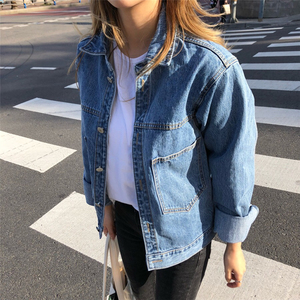 韩国休闲百搭牛仔衬衫女内搭港味复古小众叠穿宽松外套上衣春