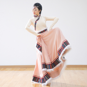 2024藏族成人上衣女少数民族新款大摆裙演出练功服装剧目跳舞蹈服