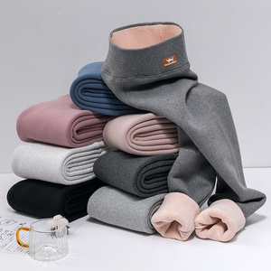 羊羔绒小猫脚印打底裤女秋冬加绒外穿大码胖mm冷天女式外穿棉裤子