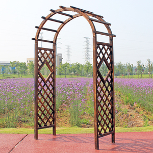 碳化防腐木拱门花架庭院实木拱形木门户外葡萄架花园月季爬藤支架
