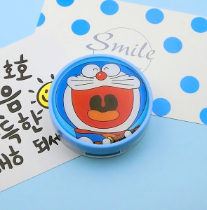 卡通可爱隐形眼镜盒机器猫叮当猫哆啦a梦伴侣盒美瞳盒子双联盒蓝