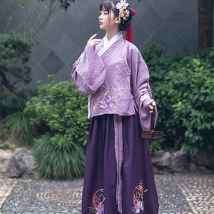 幻颜师[声声慢]原创明制齐腰汉服女秋冬交领紫色短袄裙白菜价全套
