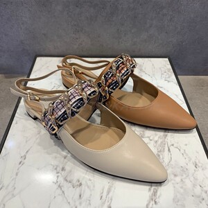 小ck2021秋季新品尖头女鞋sl1-70920005丝巾链条绊带低跟包头凉鞋