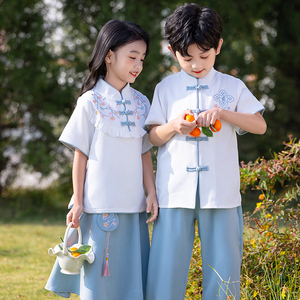 幼儿园园服夏季校服套装小学生儿童班服唐汉装民国三月三民族服装