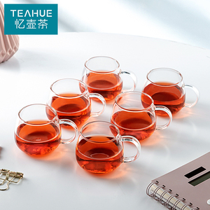 忆壶茶玻璃小茶杯带把手茶具配件功夫茶具耐热加厚家用小喝水杯子