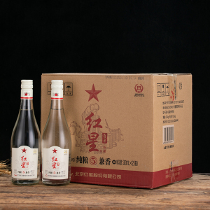 北京红星二锅头纯粮兼香5陈酿42度500ml纯粮食固态发酵白酒整箱装