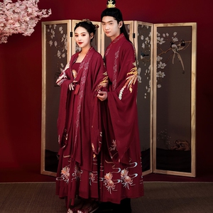 情侣汉服魏晋风婚服齐腰大袖红嫁衣古风六米摆原创正品襦裙良缘结