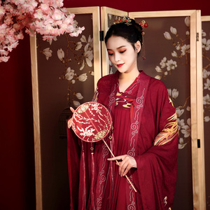 汉服婚服原创正品情侣唐制齐胸襦裙酒红色中国风嫁衣