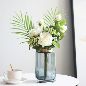 北欧轻奢餐桌花玻璃花瓶摆件客厅插花装饰仿真花假花花束简约花艺