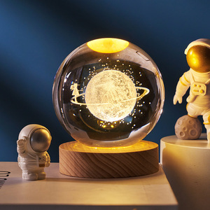 毕业季创意可爱3D月球灯水晶球月亮灯小夜灯摆件宇宙系列生日礼物