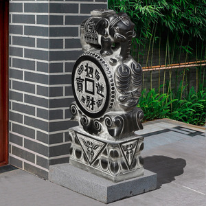 石雕门墩一对大门口家用纳福小象石鼓定制青石仿古摆件门墩抱鼓石