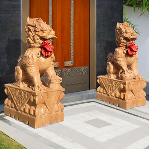 石雕麒麟晚霞红