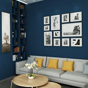 墙纸自粘客厅家用藏青色灰蓝深蓝色宿舍卧室背景墙纯色加厚壁纸贴