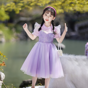 爱莎公主裙子夏天冰雪奇缘夏女童艾莎公主裙女夏装儿童连衣裙夏季
