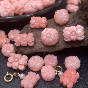 深海有机宝石粉色格桑花幸运花四叶草有钱花多宝配件坠背云格桑花