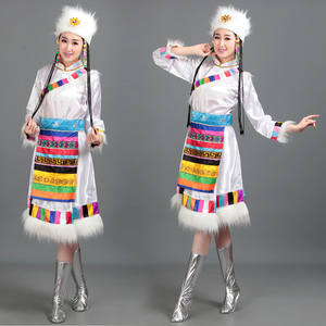 藏族服装女 藏式2023年冬季新款民族风成人广场舞蹈卓玛水袖藏袍