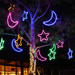 彩灯星星灯路边树木工程亮化场景装扮月亮挂饰阳台户外防水装饰灯