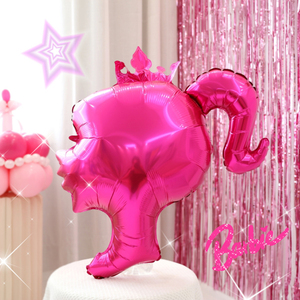 芭比铝膜气球儿童生日装饰芭比娃娃派对背景墙布置卡通桌飘支架