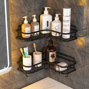 浴室三角置物架免打孔卫生间转角厕所墙角洗手洗澡间拐角收纳架子