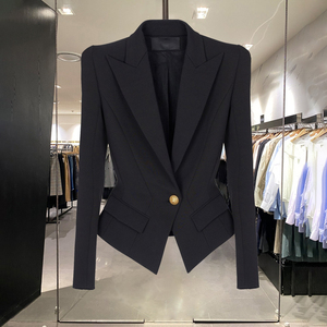 巴尔曼保罗时尚高级感修身小西装外套女秋新款气质一粒扣百搭西服