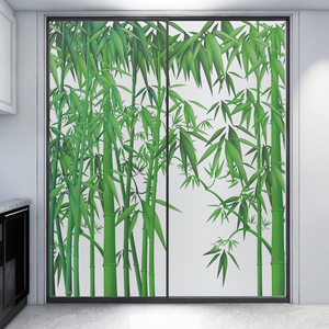 推拉门玻璃贴膜中国风田园竹子贴画自粘装饰磨砂窗花纸全遮光贴纸